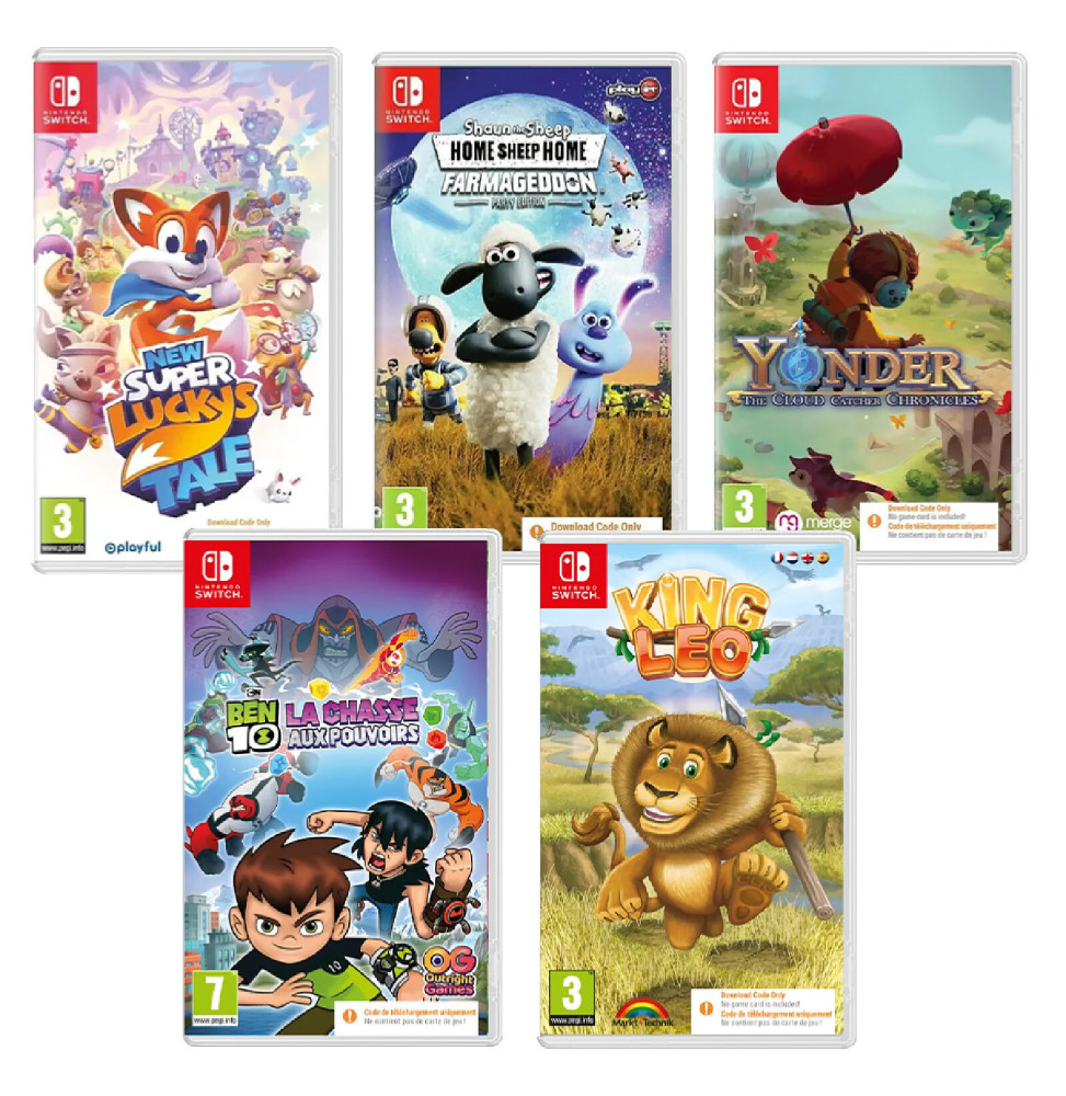 Pack 5 jeux de plateforme Nintendo Switch (Code in a Box)