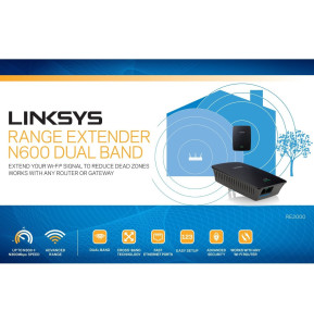 Répéteur Linksys RE2000-EU Universel Wi-Fi N600 (2x N300) double bande