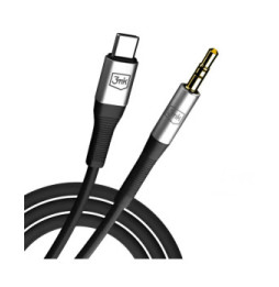 3mk Câble USB C vers Jack 3.5mm Aluminium Robuste Son Haute Fidélité 1m Noir