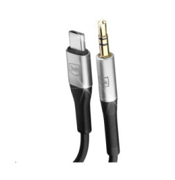 3mk Câble USB C vers Jack 3.5mm Aluminium Robuste Son Haute Fidélité 1m Noir