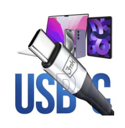 3mk Câble USB C vers Jack 3.5mm Aluminium Robuste Son Haute Fidélité 1m Noir