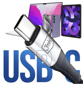 3mk Câble USB C vers Jack 3.5mm Aluminium Robuste Son Haute Fidélité 1m Noir
