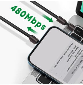 4smarts Câble Cordon USB Type C 60W Power Delivery Design Tressé Noir