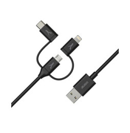 Akashi Câble Eco 3-en-1 USB-A vers USB-C / Lightning / micro USB (1 m)