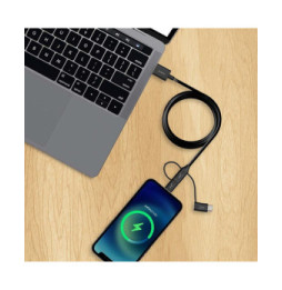Akashi Câble Eco 3-en-1 USB-A vers USB-C / Lightning / micro USB (1 m)