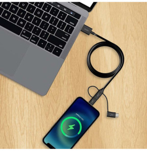 Akashi Câble Eco 3-en-1 USB-A vers USB-C / Lightning / micro USB (1 m)