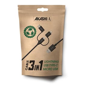 Akashi Câble Eco 3-en-1 USB-A vers USB-C / Lightning / micro USB (1 m) — image 5