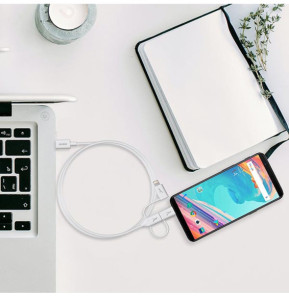 Akashi Câble Eco 3-en-1 USB-C vers USB-C / Lightning / micro USB (1 m)