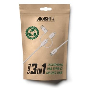 Akashi Câble Eco 3-en-1 USB-C vers USB-C / Lightning / micro USB (1 m) — image 5