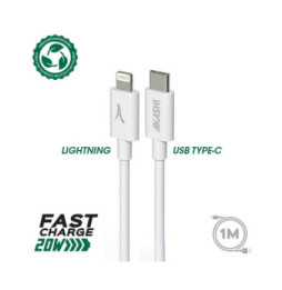 Akashi Câble Eco USB-C vers Lightning Blanc (1 m)