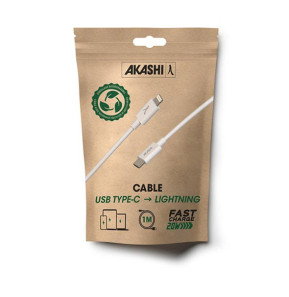 Akashi Câble Eco USB-C vers Lightning Blanc (1 m)