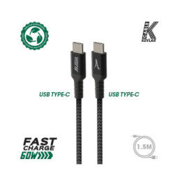 Akashi Câble Eco Kevlar USB-C vers USB-C Noir (1.5 m)