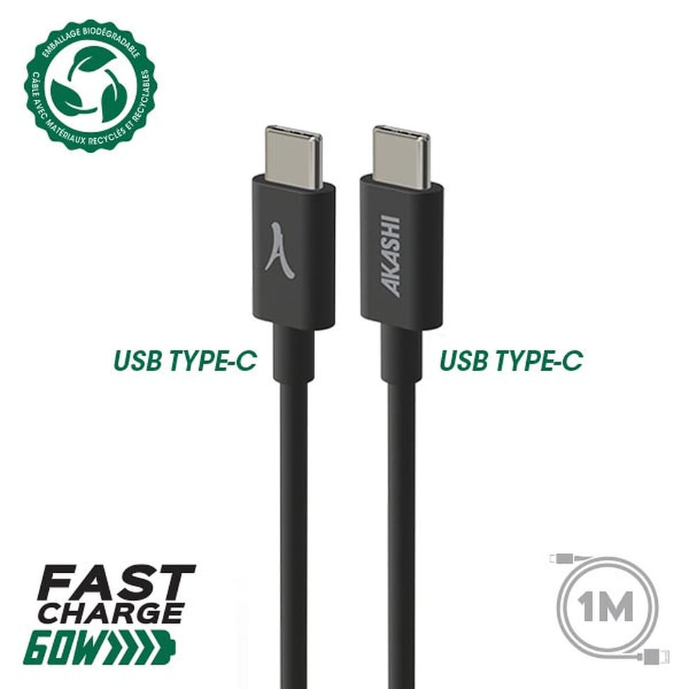 Akashi Câble Eco USB-C vers USB-C Noir (1 m) — image 2
