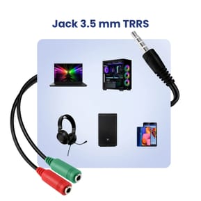 Akyga Adaptateur Audio Jack 3.5 mm TRRS vers Double Jack Casque et Micro Noir — image 4
