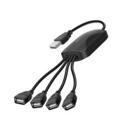 Akyga Adaptateur Hub USB 4 Ports USB 15cm Transfert de données et Charge Noir