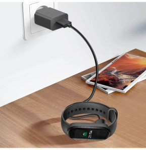 Akyga Câble de Charge USB vers Xiaomi Mi Band 7 / Mi Band 6 / Mi Band 5 50cm Noir