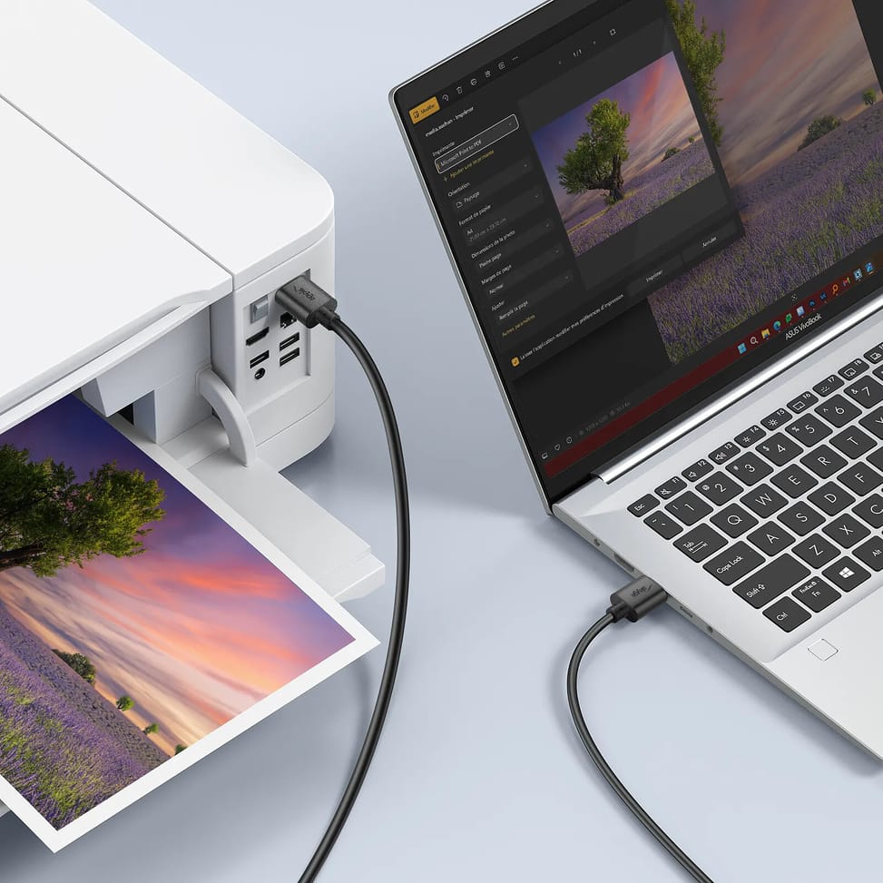 Akyga Câble USB vers USB 2.0 Transfert de Données Rapide Longueur 1.8m Noir — image 3