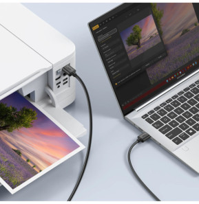 Akyga Câble USB vers USB 2.0 Transfert de Données Rapide Longueur 1.8m Noir