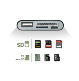 Avizar Adaptateur USB-C vers USB et micro USB, Lecteur Carte SD et micro SD