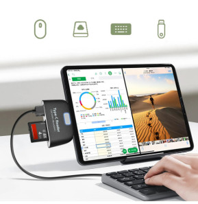 Avizar Adaptateur USB-C vers USB et micro USB, Lecteur Carte SD et micro SD