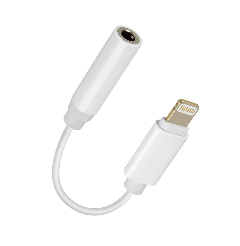 Avizar Adaptateur audio iPhone Lightning mâle vers Jack 3.5mm femelle Blanc