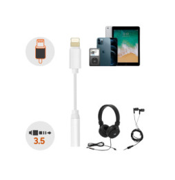 Avizar Adaptateur audio iPhone Lightning mâle vers Jack 3.5mm femelle Blanc