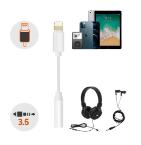 Avizar Adaptateur audio iPhone Lightning mâle vers Jack 3.5mm femelle Blanc