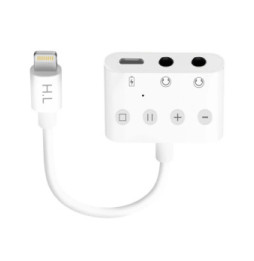 Avizar Adaptateur Audio/Charge Lightning vers Lightning et Double Jack 3.5mm 12cm Blanc