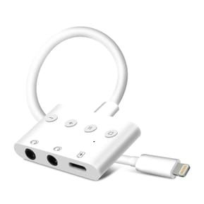 Avizar Adaptateur Audio/Charge Lightning vers Lightning et Double Jack 3.5mm 12cm Blanc — image 2