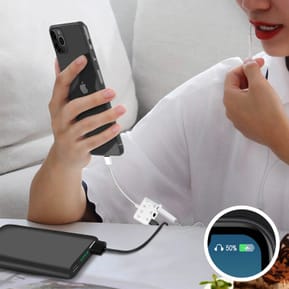 Avizar Adaptateur Audio/Charge Lightning vers Lightning et Double Jack 3.5mm 12cm Blanc — image 4