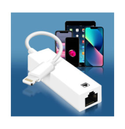 Avizar Adaptateur Ethernet RJ45 vers Lightning pour iPhone et iPad Débit 100 Mbps Blanc