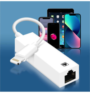 Avizar Adaptateur Ethernet RJ45 vers Lightning pour iPhone et iPad Débit 100 Mbps Blanc