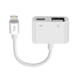 Avizar Adaptateur iPhone / iPad Lightning vers USB et Lightning Charge Compact Blanc