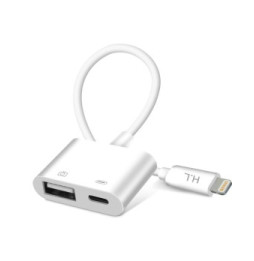 Avizar Adaptateur iPhone / iPad Lightning vers USB et Lightning Charge Compact Blanc