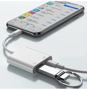Avizar Adaptateur iPhone / iPad Lightning vers USB et Lightning Charge Compact Blanc