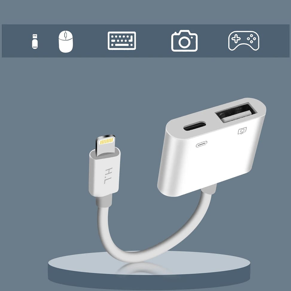 Avizar Adaptateur iPhone / iPad Lightning vers USB et Lightning Charge Compact Blanc — image 4