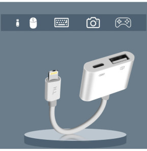 Avizar Adaptateur iPhone / iPad Lightning vers USB et Lightning Charge Compact Blanc
