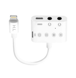 Avizar Adaptateur Lightning vers Lightning, USB-C et Double Jack 3.5mm 12 cm - Blanc