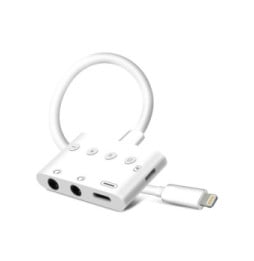 Avizar Adaptateur Lightning vers Lightning, USB-C et Double Jack 3.5mm 12 cm - Blanc