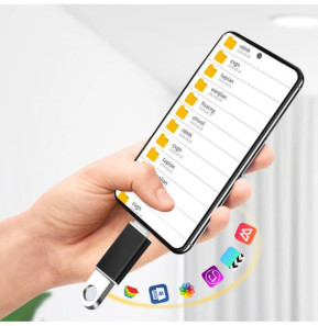 Avizar Adaptateur OTG USB Femelle vers USB-C Mâle Synchronisation Compact Noir