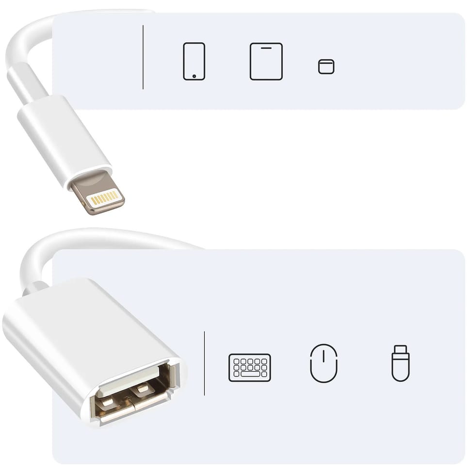 Avizar Adaptateur OTG USB vers Lightning Compact Portable 10cm Blanc — image 3
