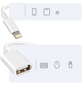 Avizar Adaptateur OTG USB vers Lightning Compact Portable 10cm Blanc