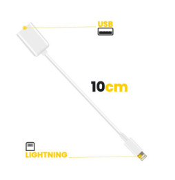 Avizar Adaptateur OTG USB vers Lightning Compact Portable 10cm Blanc