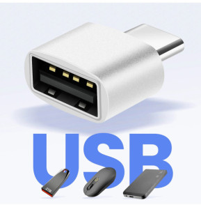 Avizar Adaptateur pour MacBook USB C Mâle vers USB 2.0 Femelle 480 Mbps Argent