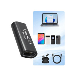 Avizar Adaptateur Rallonge USB-C Femelle vers USB-C Femelle Design Compact Noir