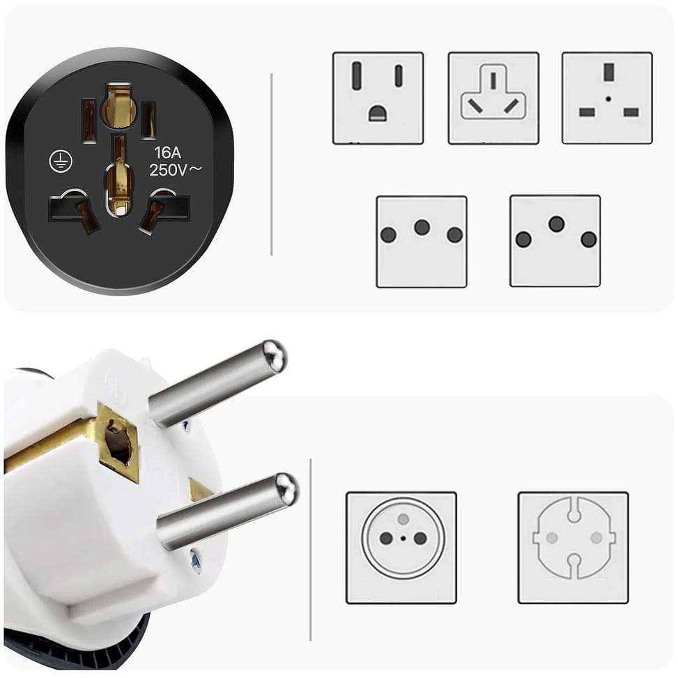 Avizar Adaptateur Universel de Voyage EU vers UK / AU / USA / CN Compact Noir — image 3