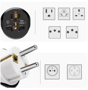 Avizar Adaptateur Universel de Voyage EU vers UK / AU / USA / CN Compact Noir