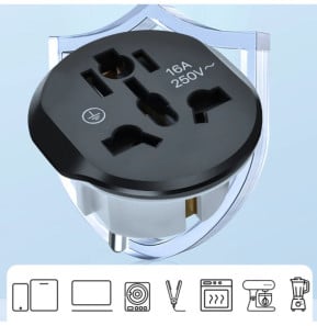 Avizar Adaptateur Universel de Voyage EU vers UK / AU / USA / CN Compact Noir