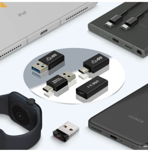 Avizar Adaptateur USB C + USB, Pack de 4 Adaptateurs OTG mâle femelle, Noir
