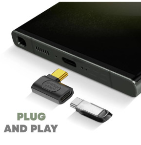 Avizar Adaptateur USB C Mâle vers Femelle Coudé Latéral Charge 240W Synchro 40Gbps Vidéo 8K